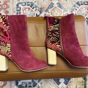Anthro Faryl Robin Morse Dav Boot Wine Size 9.5